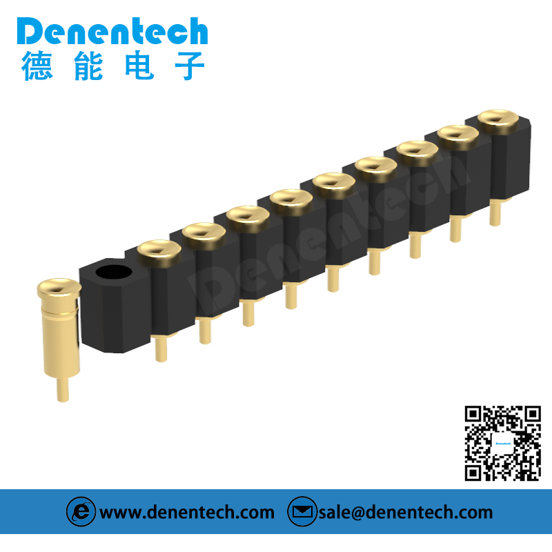 Denentech 2.54MM pogo pin H4.0MM single row female straight concave spring loaded pogo pin charger connector 